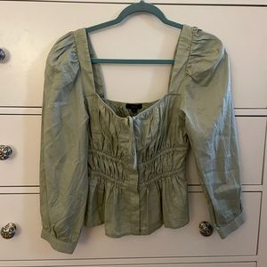 NWT J.Crew green cinched-waist top!